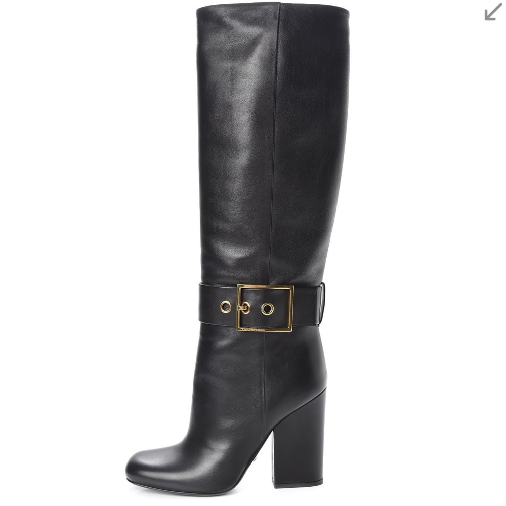 Gucci Calf Skin Gold Buckle Knee High Boots in Box - Picture 2 of 14